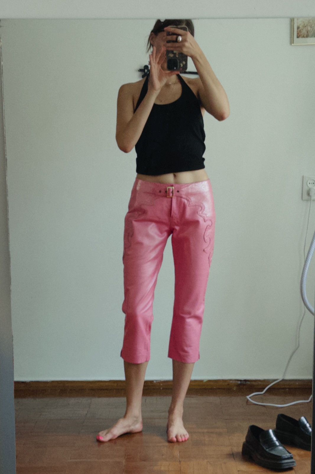 Vintage Leather Capri Pants pink size S Size 27" / US 4 / IT 40 - 1 Thumbnail