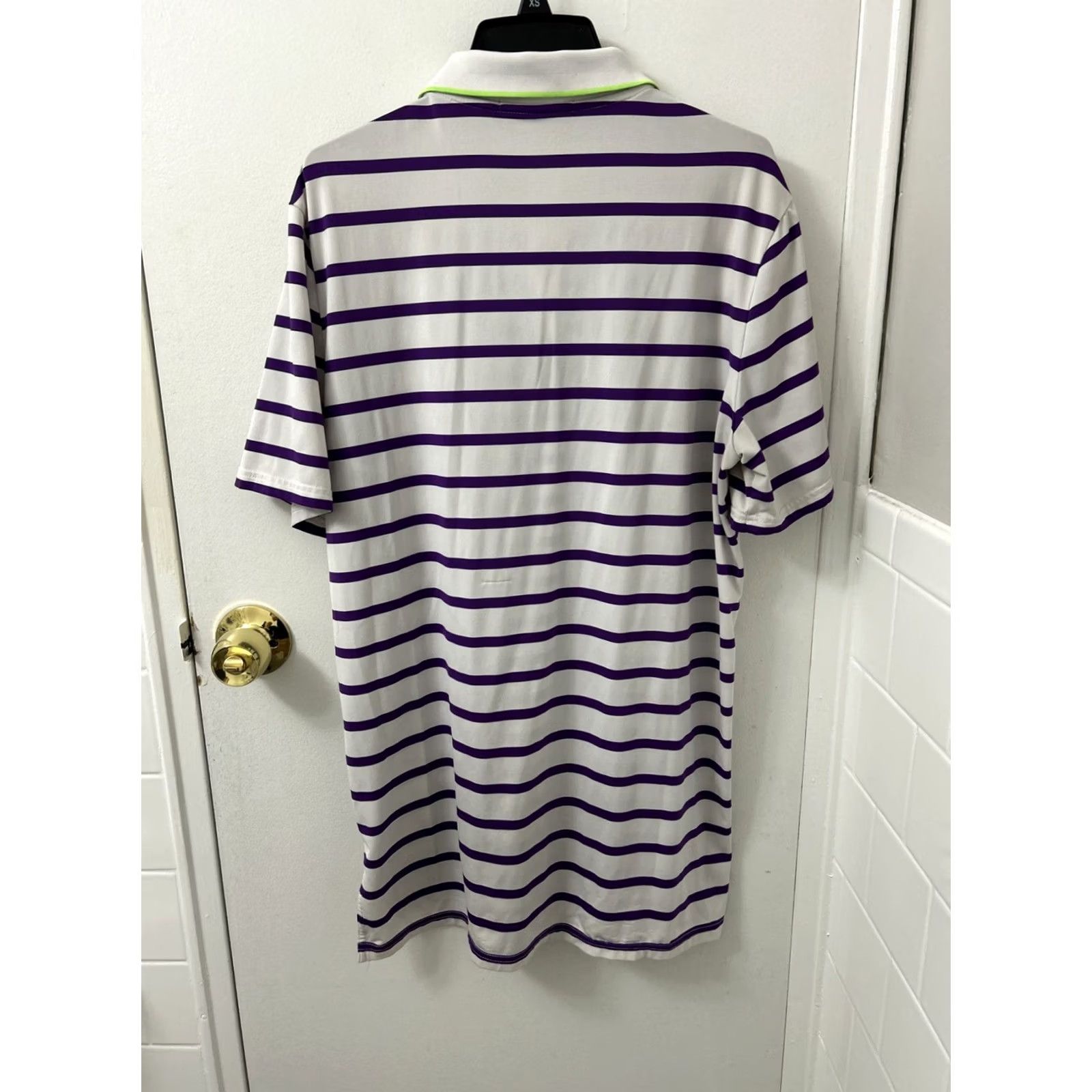 RLX Ralph Lauren RLX Ralph Lauren Polo Shirt Mens M White Purple Striped Short Sleeve Polo Golf Activewear Casual Mens Size US M / EU 48-50 / 2 - 7 Thumbnail
