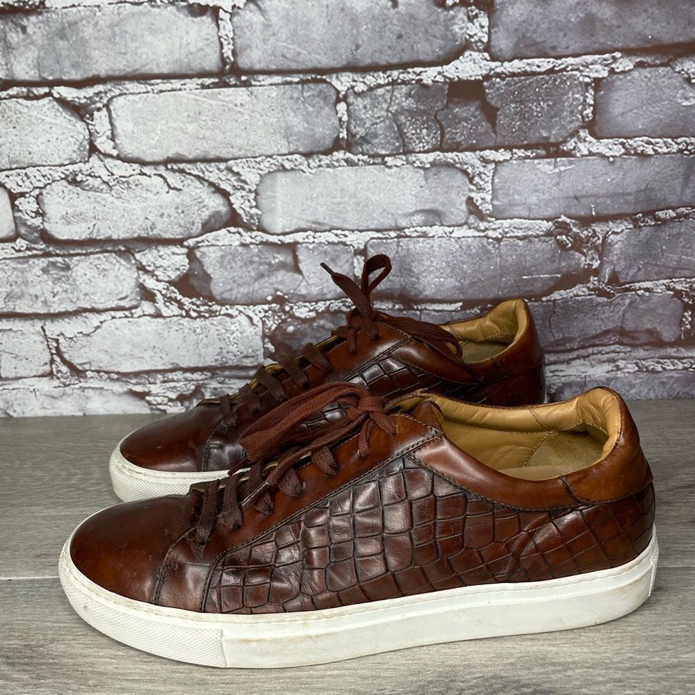 Johnston & Murphy Johnston & Murphy Jake Brown Leather Croc Embossed Lace Up L Size US 9 / EU 42 - 10 Thumbnail