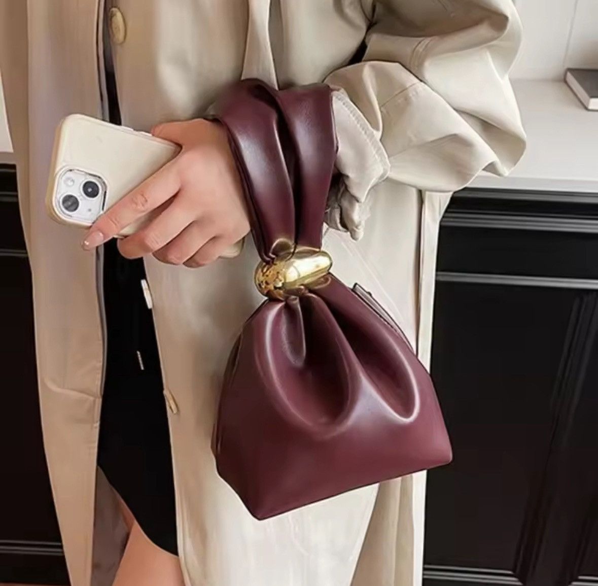 Japanese Brand Personalized Soft Leather Clutch Bag Luxury Designer Women Size ONE SIZE - 3 Thumbnail