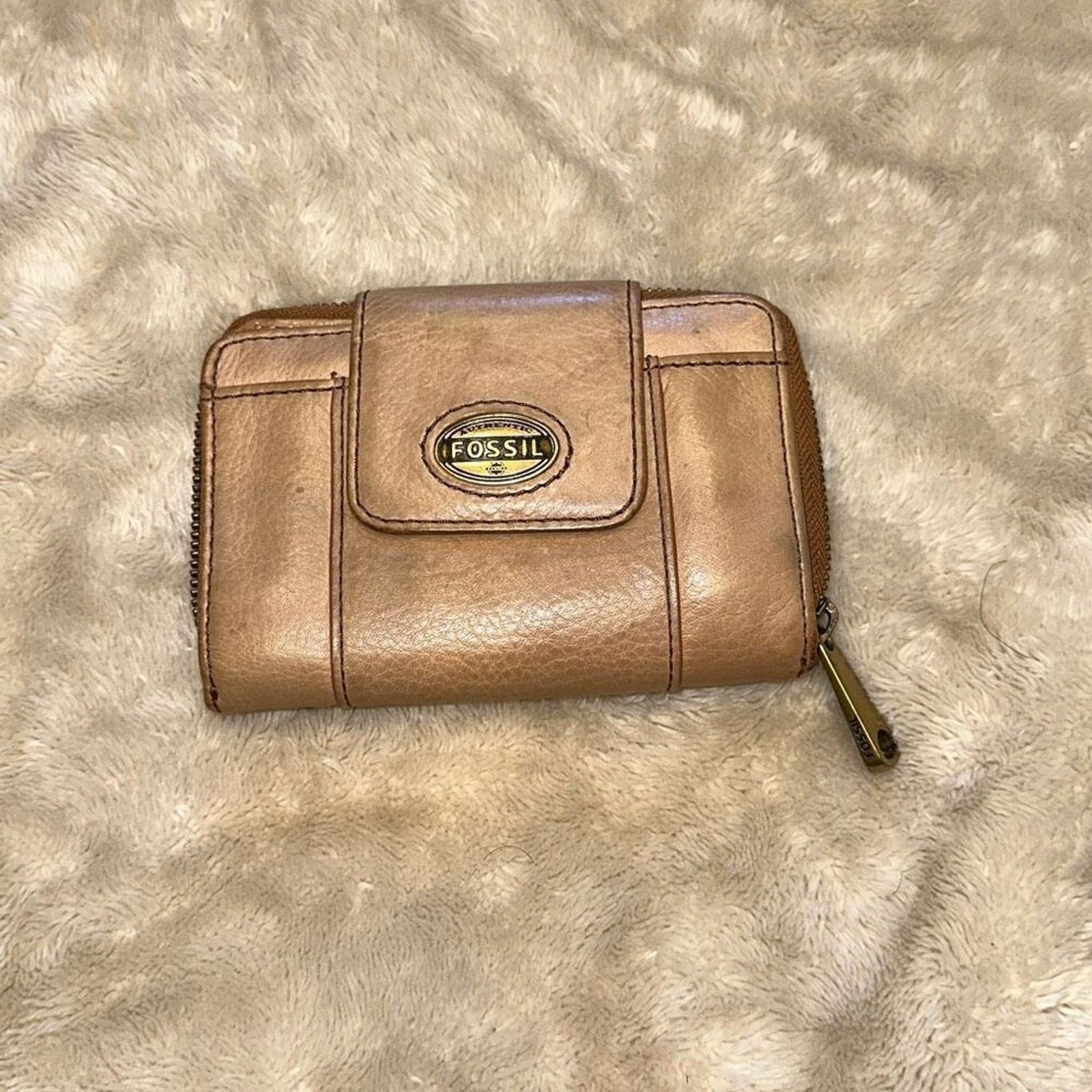 Fossil Fossil Bronze Leather Zip Wallet | Sz OS Size ONE SIZE - 2 Thumbnail