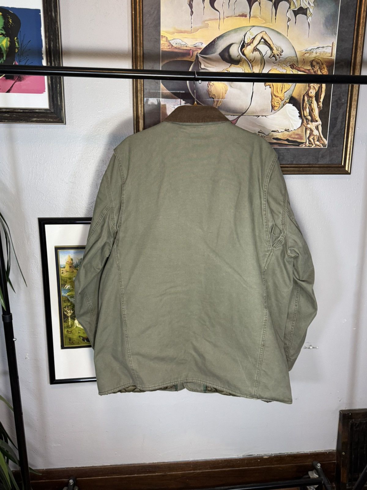 Orvis Men's Vtg ORVIS Field Chore Coat Olive Corduroy Collar Sz Size US XL / EU 56 / 4 - 2 Thumbnail