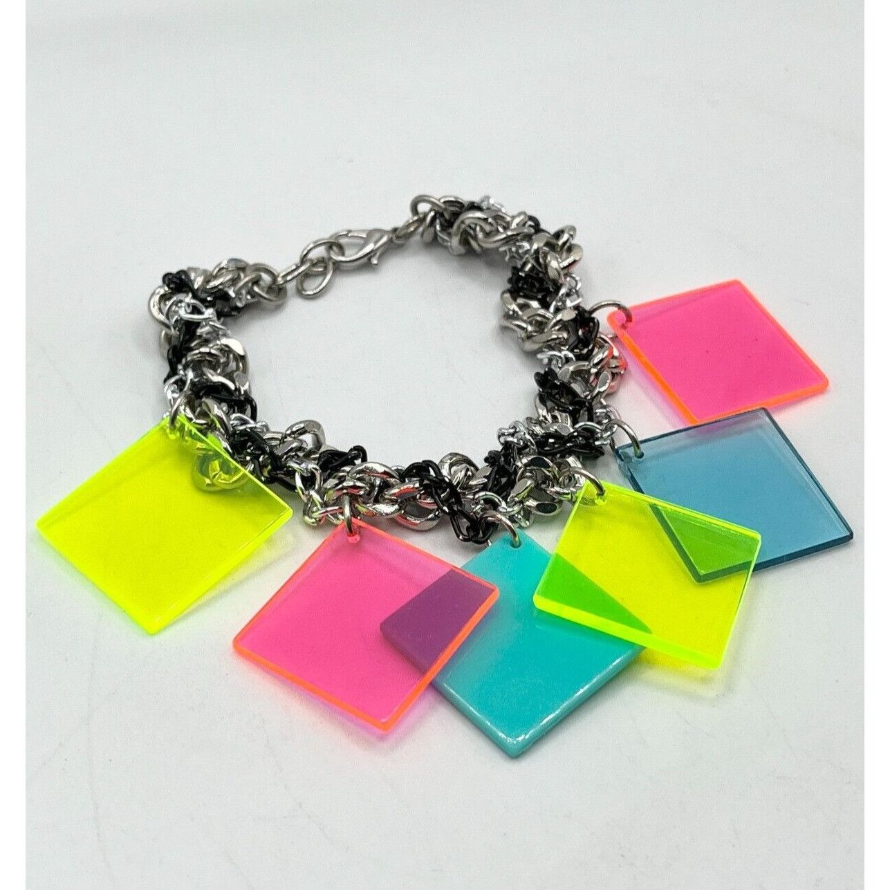 Vintage Multi chain plexiglass lucite charm bracelet Size ONE SIZE - 3 Thumbnail