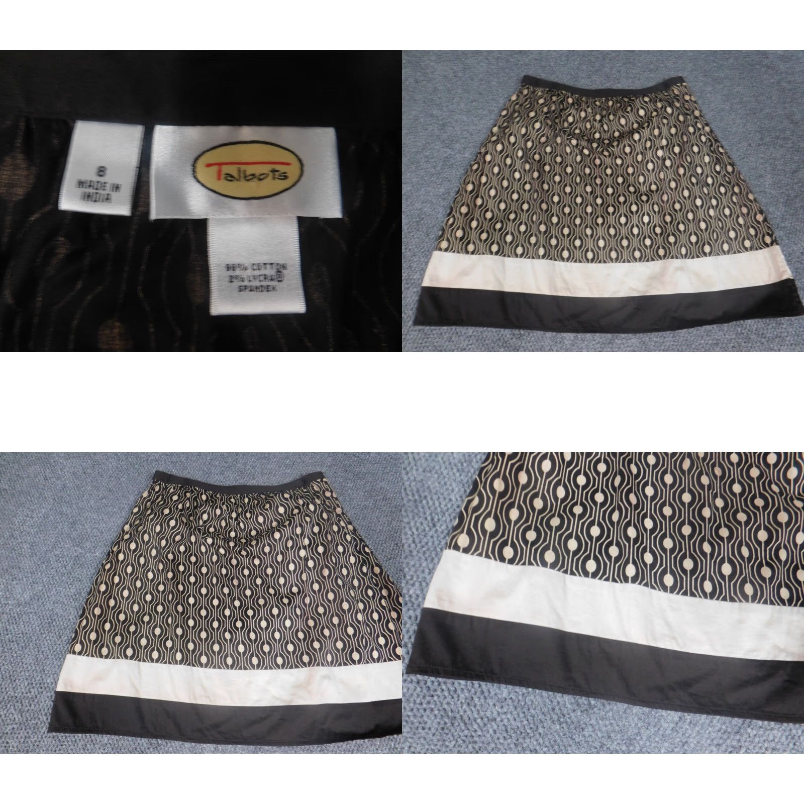 Talbots Talbots Skirt Womens 8 Brown A-line Polka Dot Knee Length Zipper Knit Cotton Regular Vintage No Size 30" / US 8 / IT 44 - 8 Thumbnail