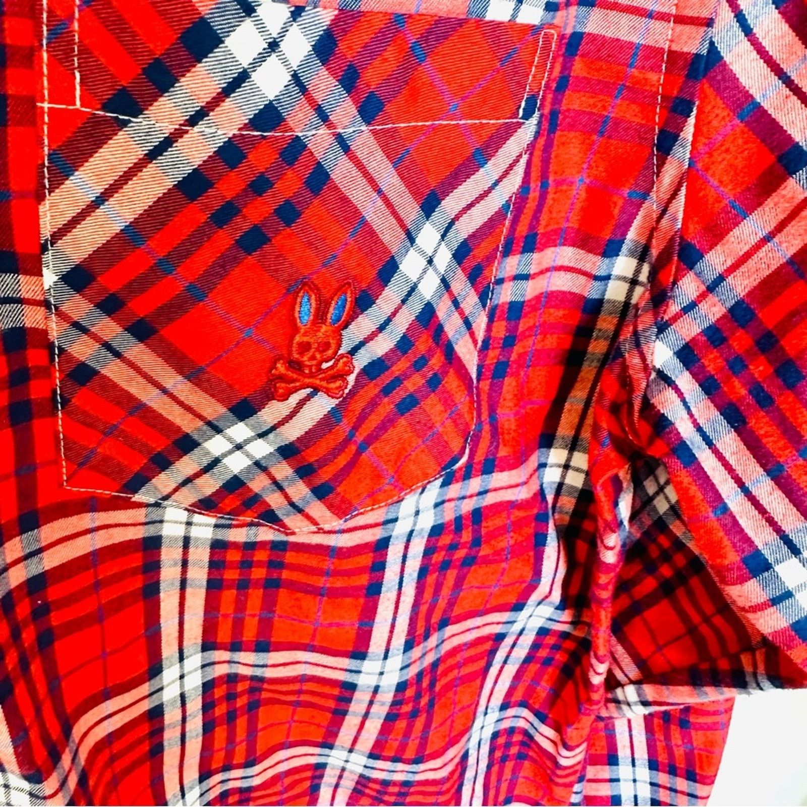 Psycho Bunny NEW PSYCHO BUNNY Blue Red White Plaid Flannel Button Shirt Size US M / EU 48-50 / 2 - 9 Thumbnail