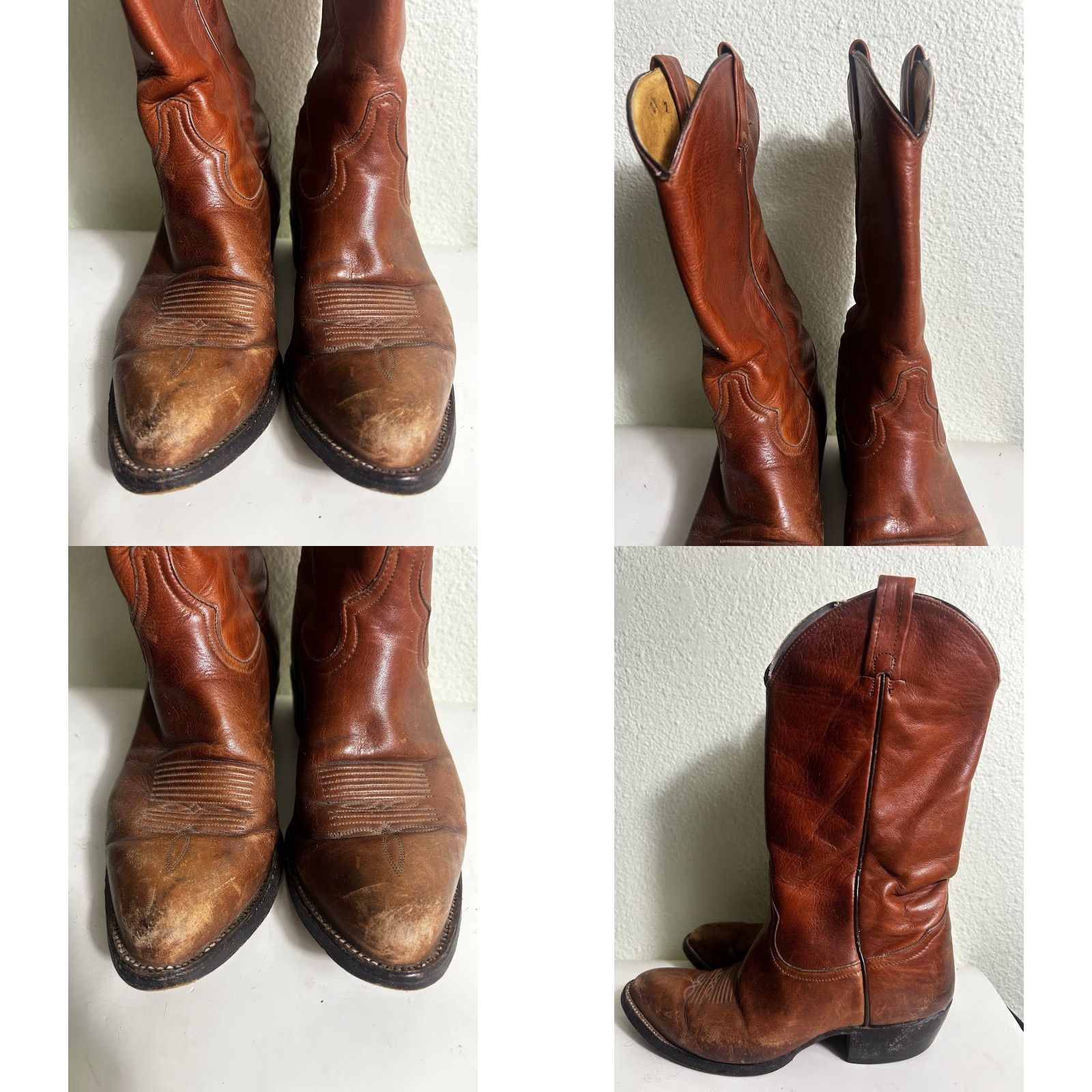 Tony Lama VINTAGE Tony Lama Men’s Boots Western 9 D Leather Cowboy USA Brown Leather 6150 Mens Size US 9 / EU 42 - 8 Thumbnail