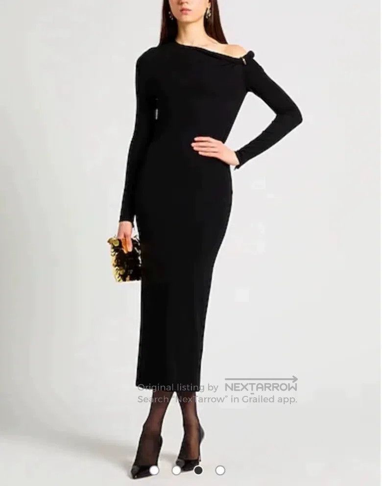 Versace Versace Black slanted shoulder gold buckle dress Size XS / US 0-2 / IT 36-38 - 2 Thumbnail