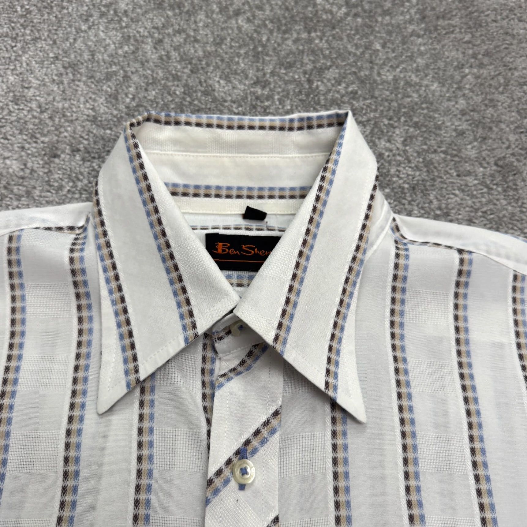 Ben Sherman Ben Sherman Shirt Mens White Blue Striped Button-Down (Regular) M Size US M / EU 48-50 / 2 - 3 Thumbnail
