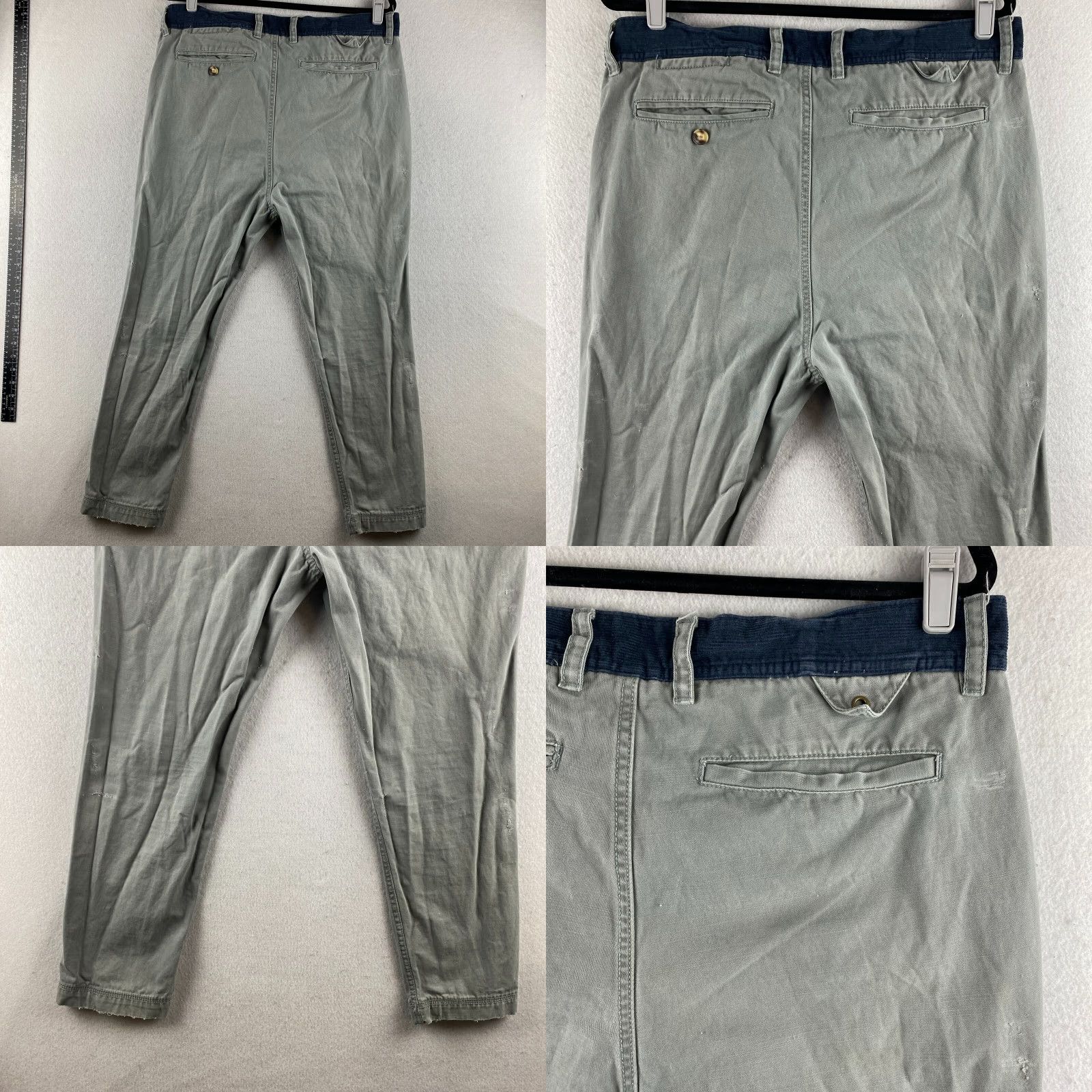 Vintage Koto Pants Mens 33 Gray Distressed Pockets Corduroy Waist Slash Pockets Slim Straight Size US 33 - 10 Thumbnail