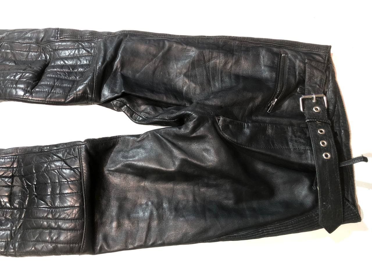 Vintage Leder Vintage Rare Moto Biker Leather Pants Size US 29 - 4 Thumbnail