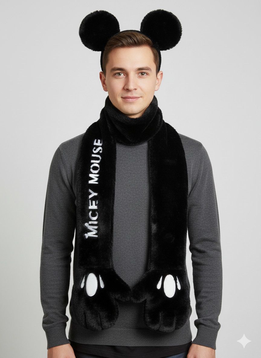 Disney Disney Mickey Mouse Fluffy Cap Long Scarf Tokyo DisneyJapan Size ONE SIZE - 1 Thumbnail