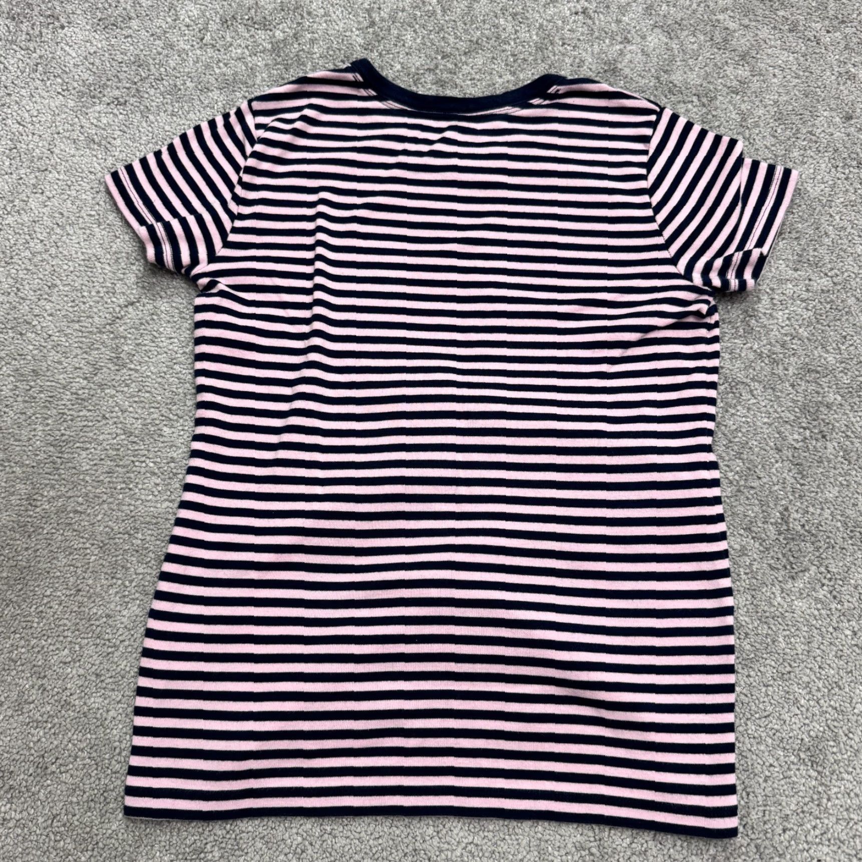 Lands' End Lands' End Shaped Fit T-Shirt Womens Petite XS Navy Pink Striped Crew Neck Tee Size XS / US 0-2 / IT 36-38 - 2 Thumbnail