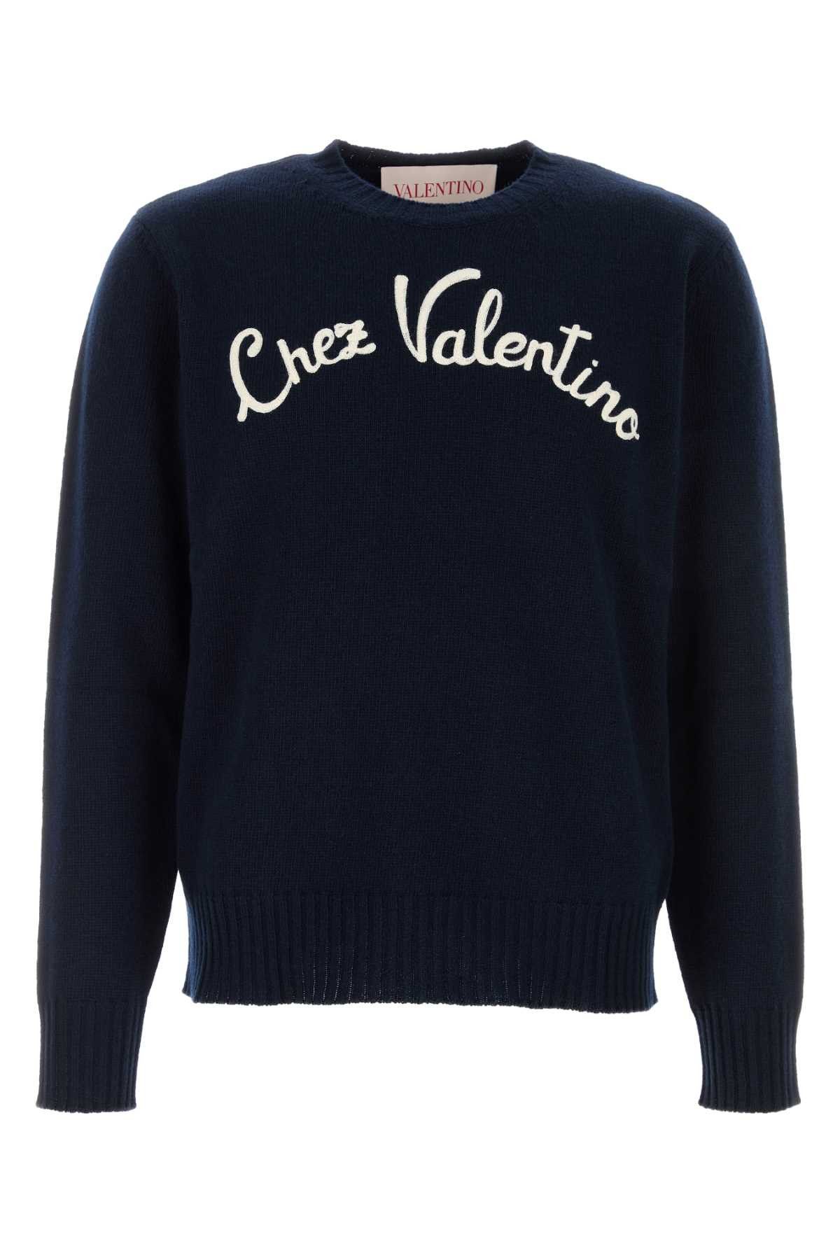 Valentino Navy Blue Wool Sweater Size US XL / EU 56 / 4 - 1 Thumbnail
