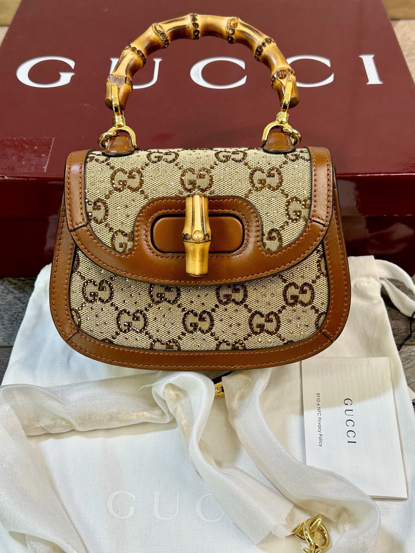Gucci Gucci 1947 Monogram Crystal Bamboo Bag Size ONE SIZE - 1 Thumbnail