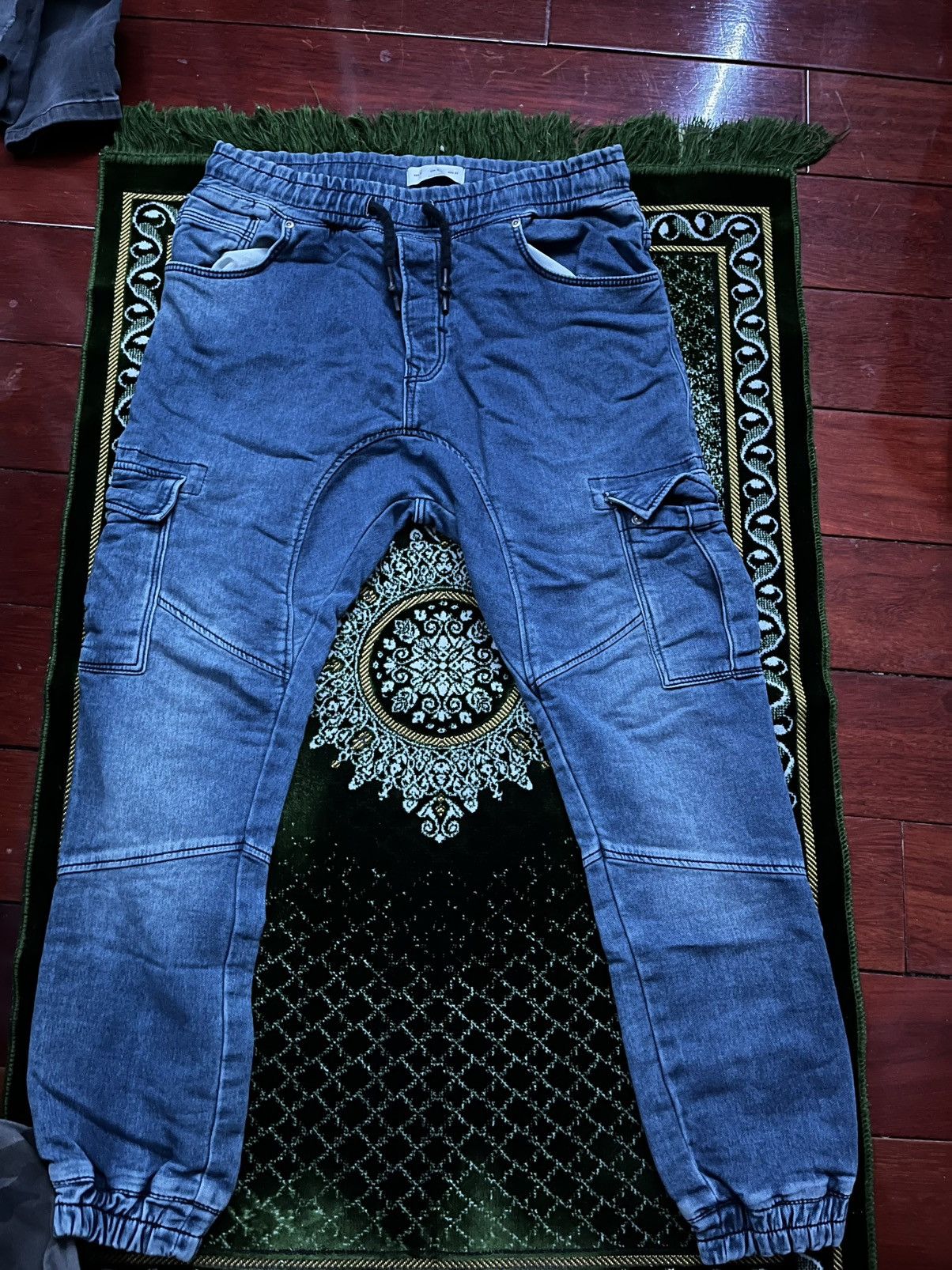 Zara Baggy tapered cargo denim joggers Size US 31 - 1 Thumbnail