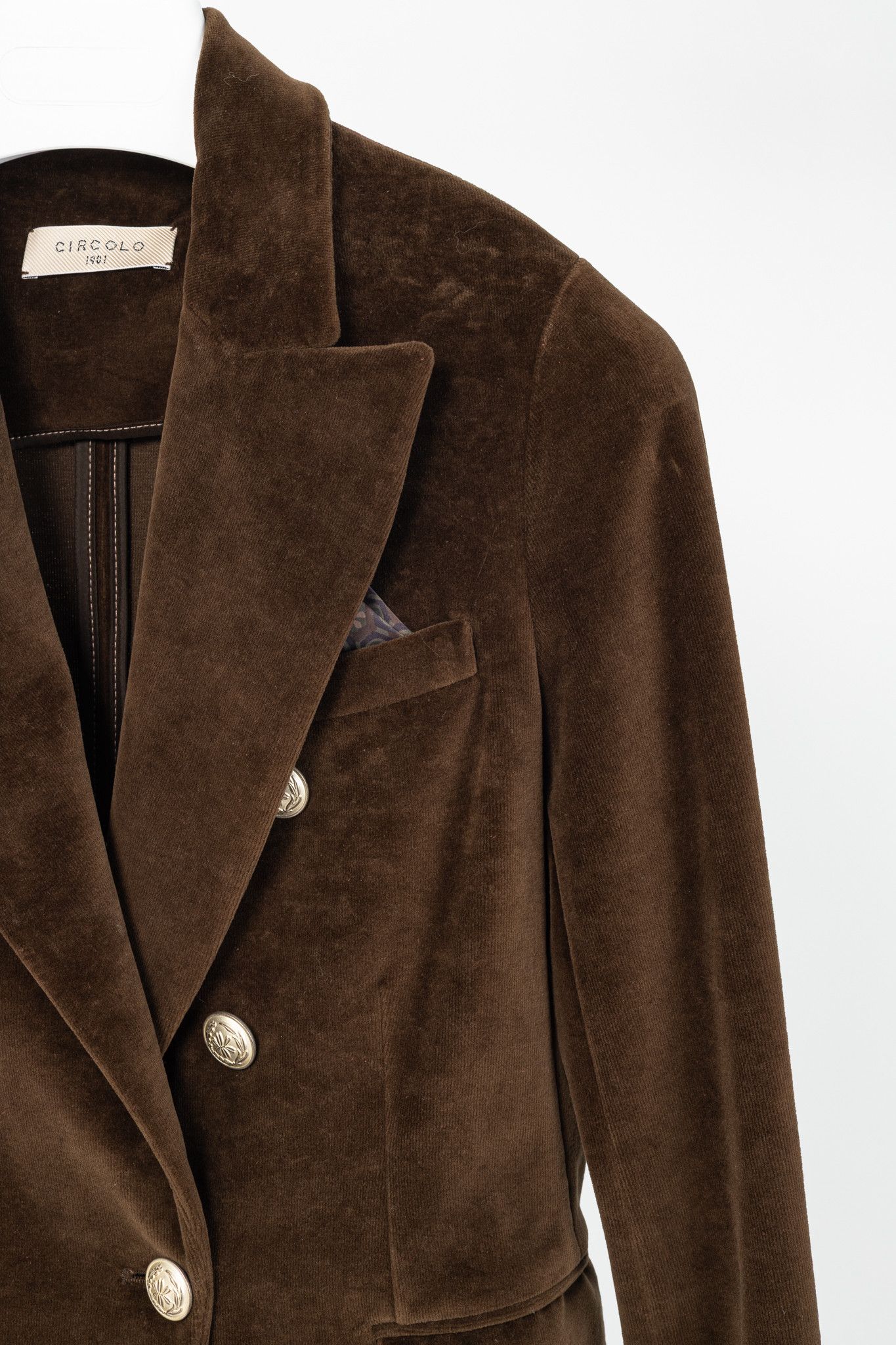 Circolo 1901 Circolo 1901 Brown Velvet Double-Breasted Blazer Size XS / US 0-2 / IT 36-38 - 5 Thumbnail