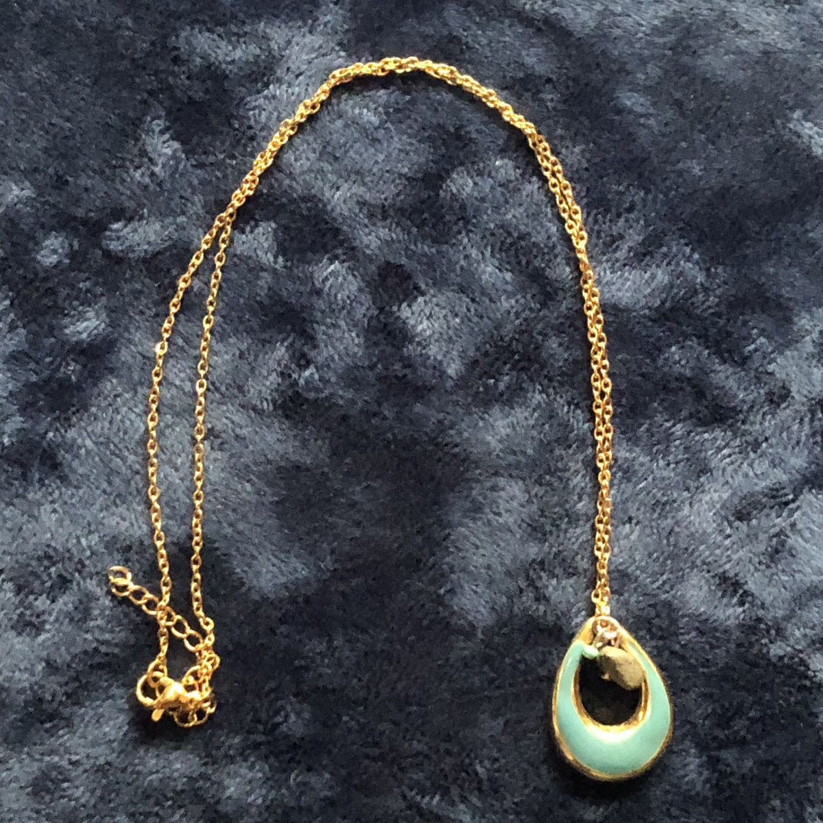 Handmade Handcrafted vintage turquoise enamel basalt rock necklace Size ONE SIZE - 6 Thumbnail