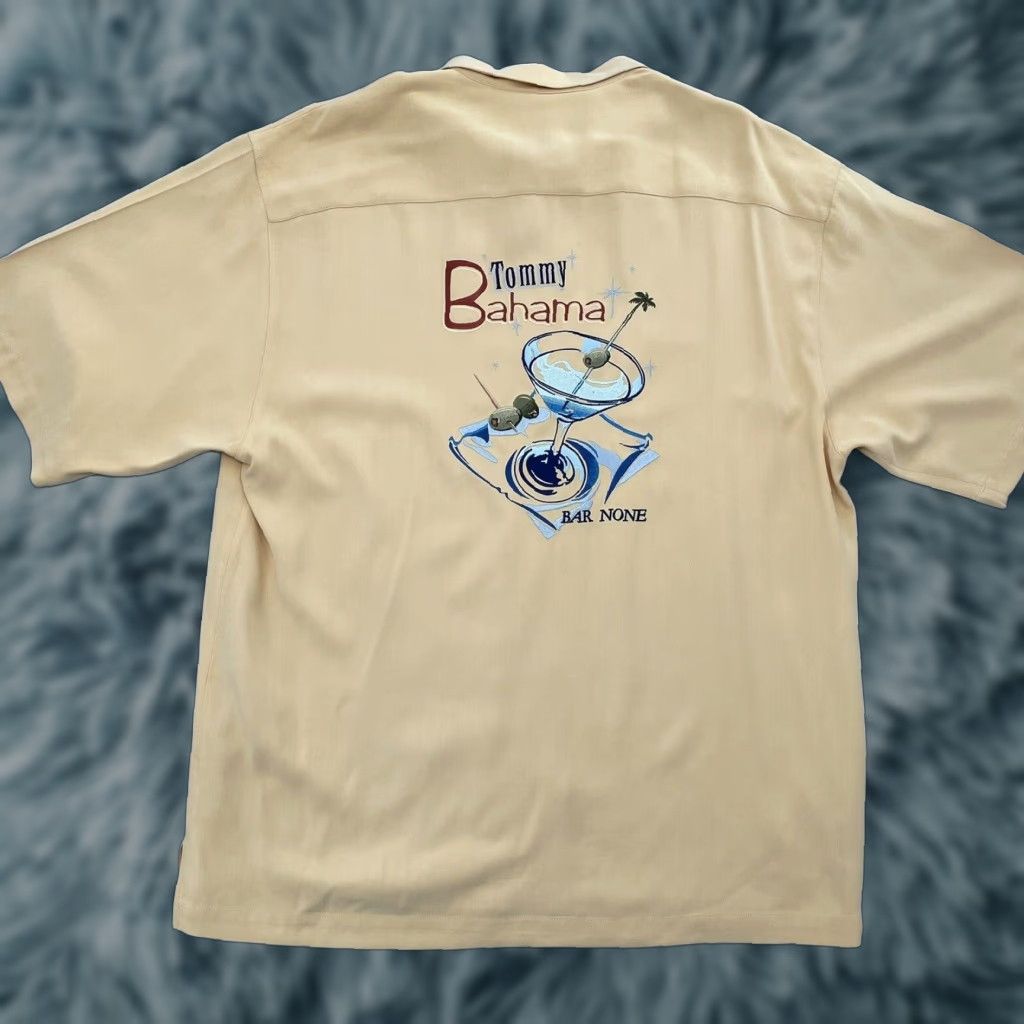 Tommy Bahama Tommy Bahama Shirt Men's XL Yellow Silk Short Sleeve Button-Front Beach Hawaiian Aloha Bar None Martini Glass Mens Size US XL / EU 56 / 4 - 1 Thumbnail