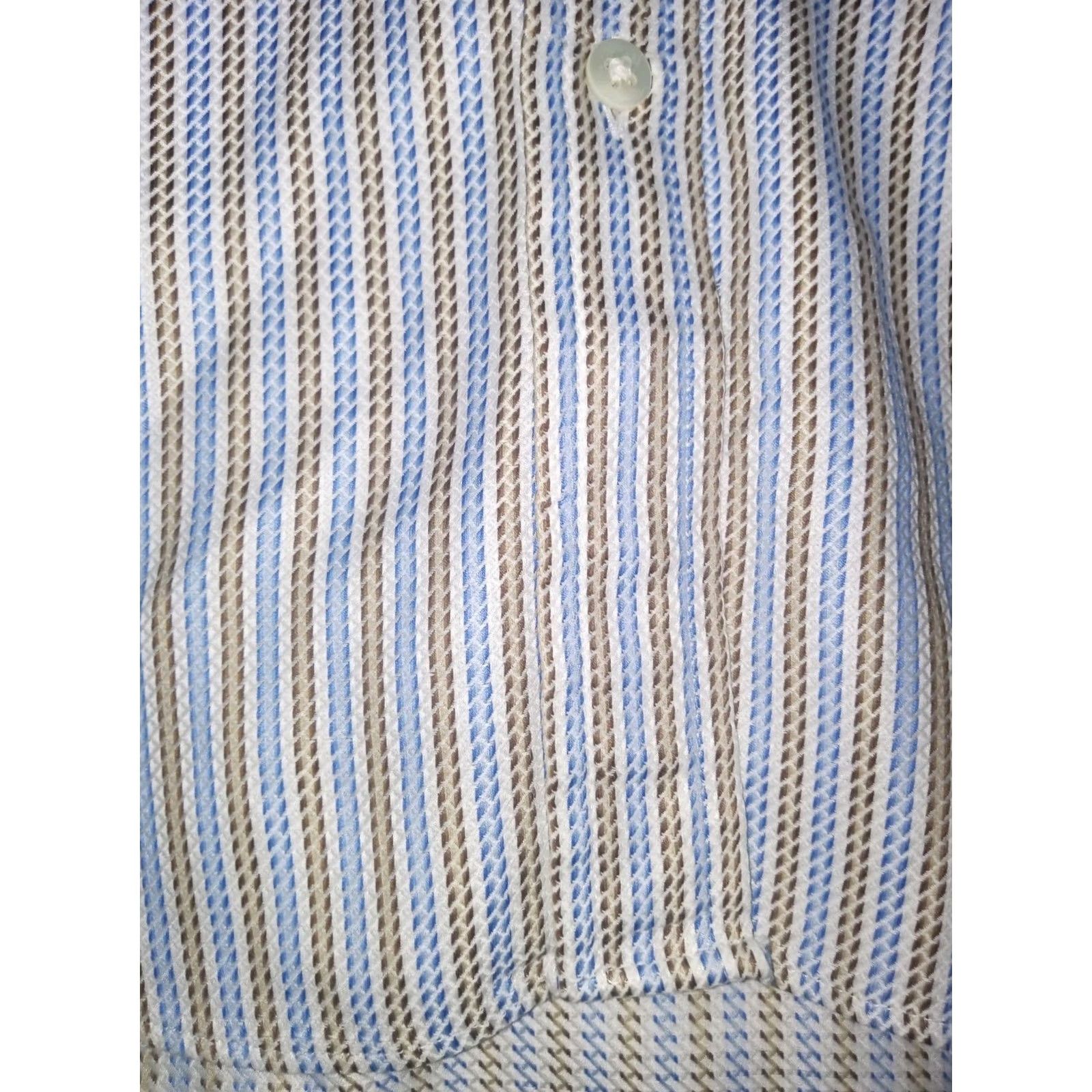 Vintage Essenza Striped Button-Up Shirt Womens L Blue Size L / US 10 / IT 46 - 3 Thumbnail