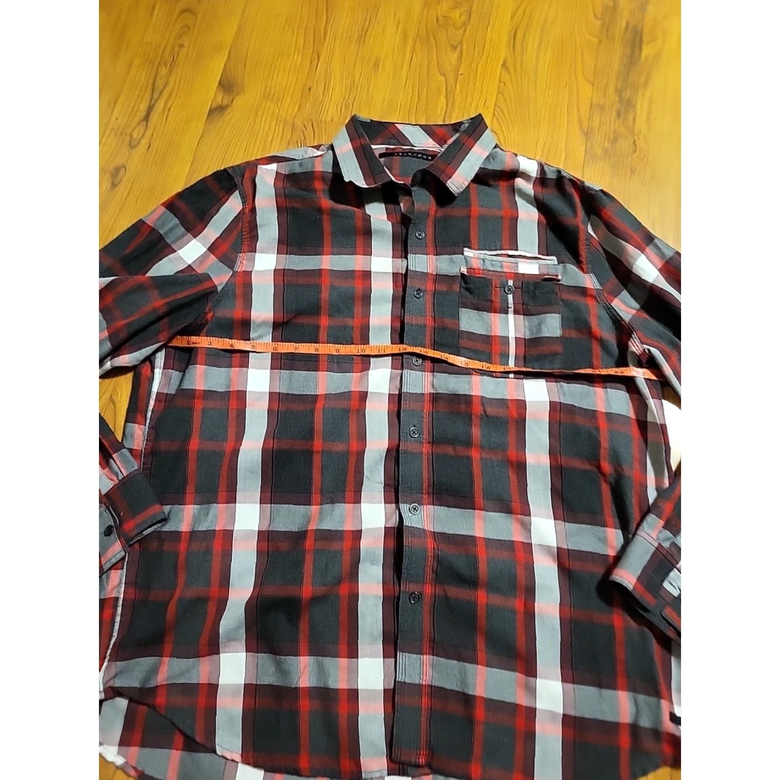 Sean John Sean John 2XL Button-Up Shirt LS Plaid Red Gray Blk Pocket Shirt Mens Size US XXL / EU 58 / 5 - 2 Thumbnail
