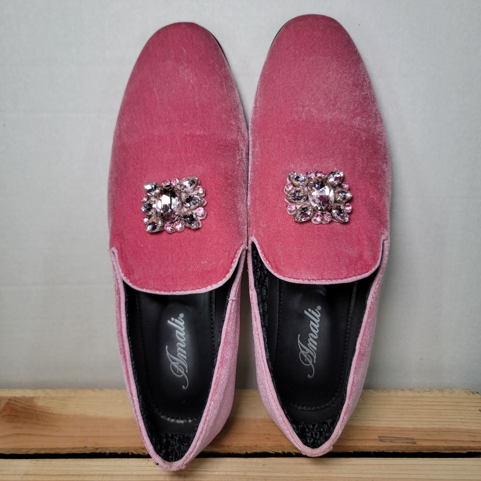 Other Amali Men's Pink Velvet Shoes w/ Large Jewels - Size 11 Size US 11 / EU 44 - 1 Thumbnail