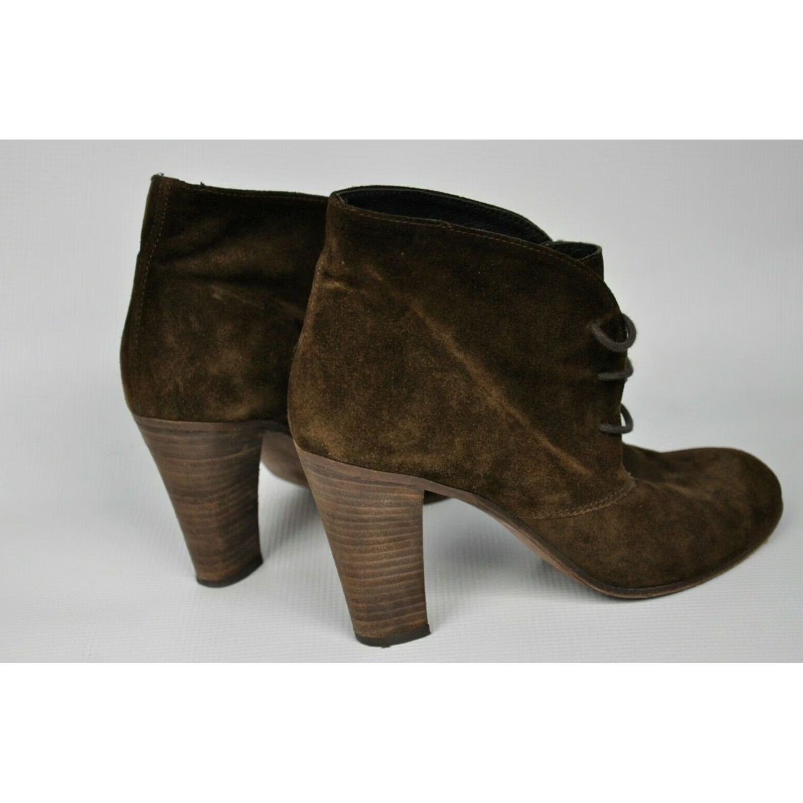 Max Mara MAX MARA WEEKEND Brown Leather Bootie Women US 10 UK 7 EU 40 Ankle Lace Up High Heel Leather Outsole Fall Winter Casual Business Size US 10 / IT 40 - 6 Thumbnail