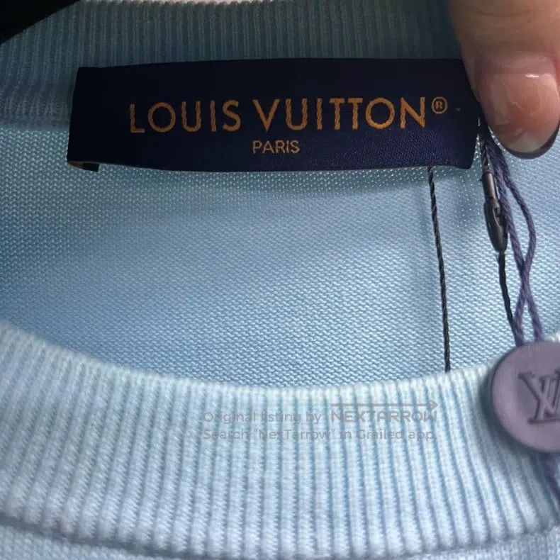 Louis Vuitton Louis Vuitton Blue Crew Neck Monogram Logo Embroidered Sho Size US M / EU 48-50 / 2 - 2 Thumbnail