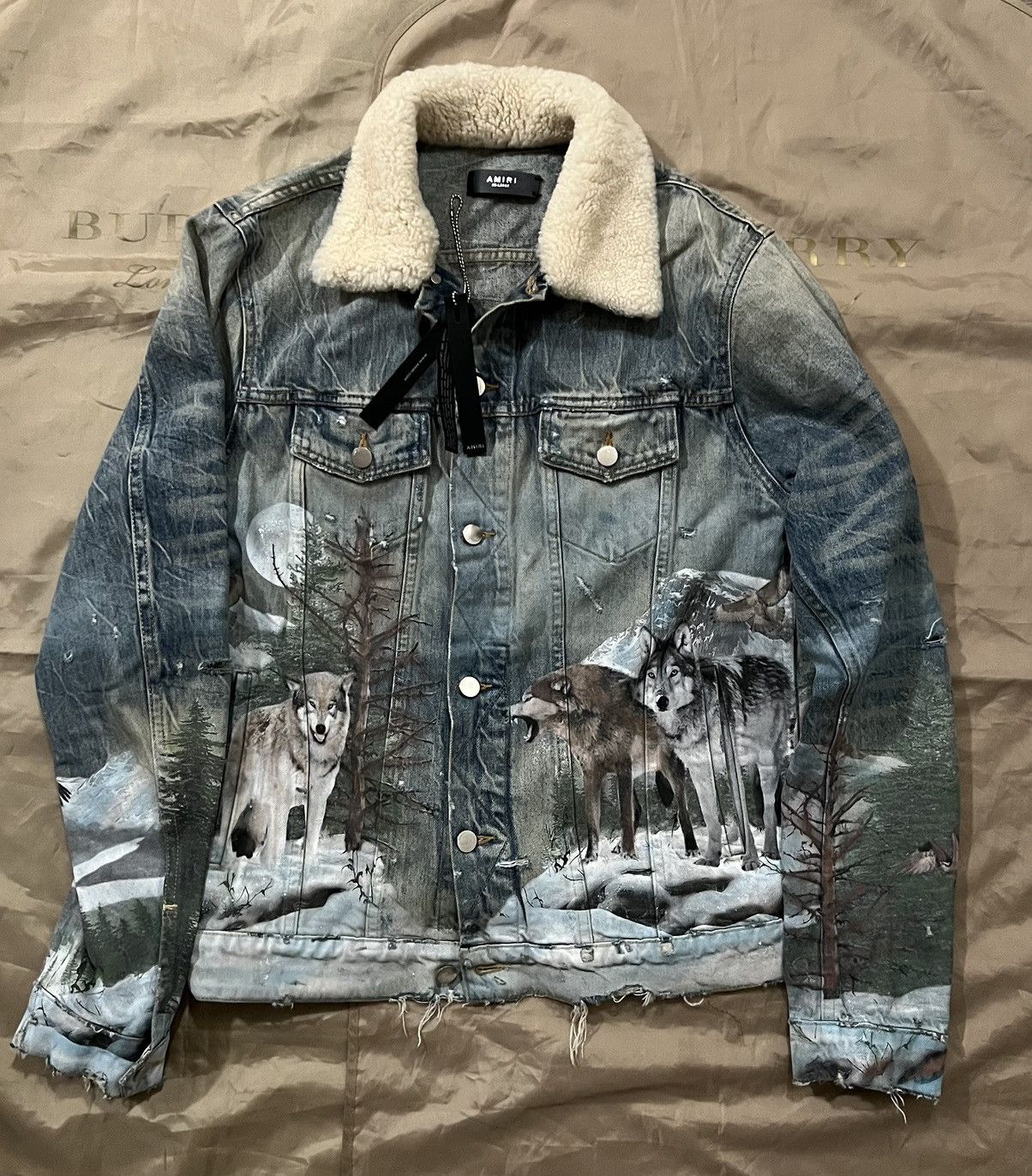 Amiri AMIRI Shearling Airbrush Trucker Jacket size XXL Size US XXL / EU 58 / 5 - 1 Thumbnail
