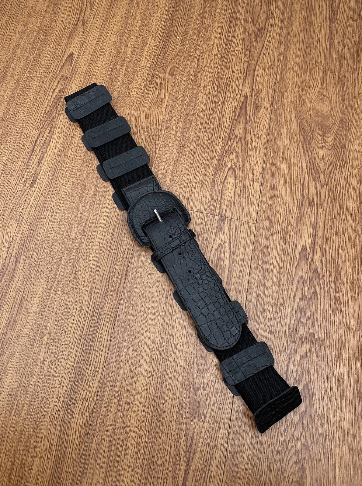 If Six Was Nine × Japanese Brand × Le Grande Bleu (L.G.B.) Black snakeskin stretch belt Size ONE SIZE - 2 Thumbnail
