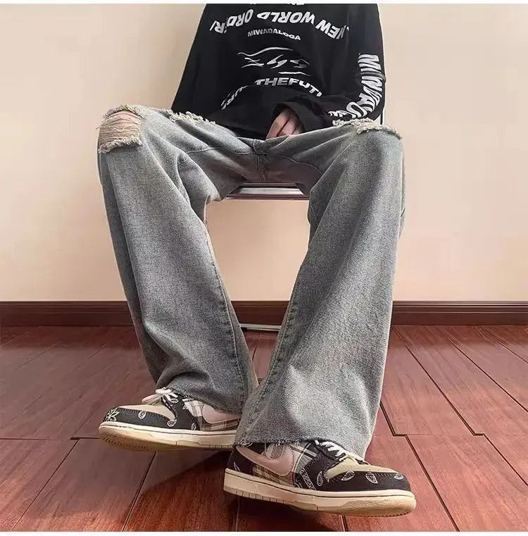 Japanese Brand Straight casual ruffled distressed jeans Size US 32 / EU 48 - 2 Thumbnail