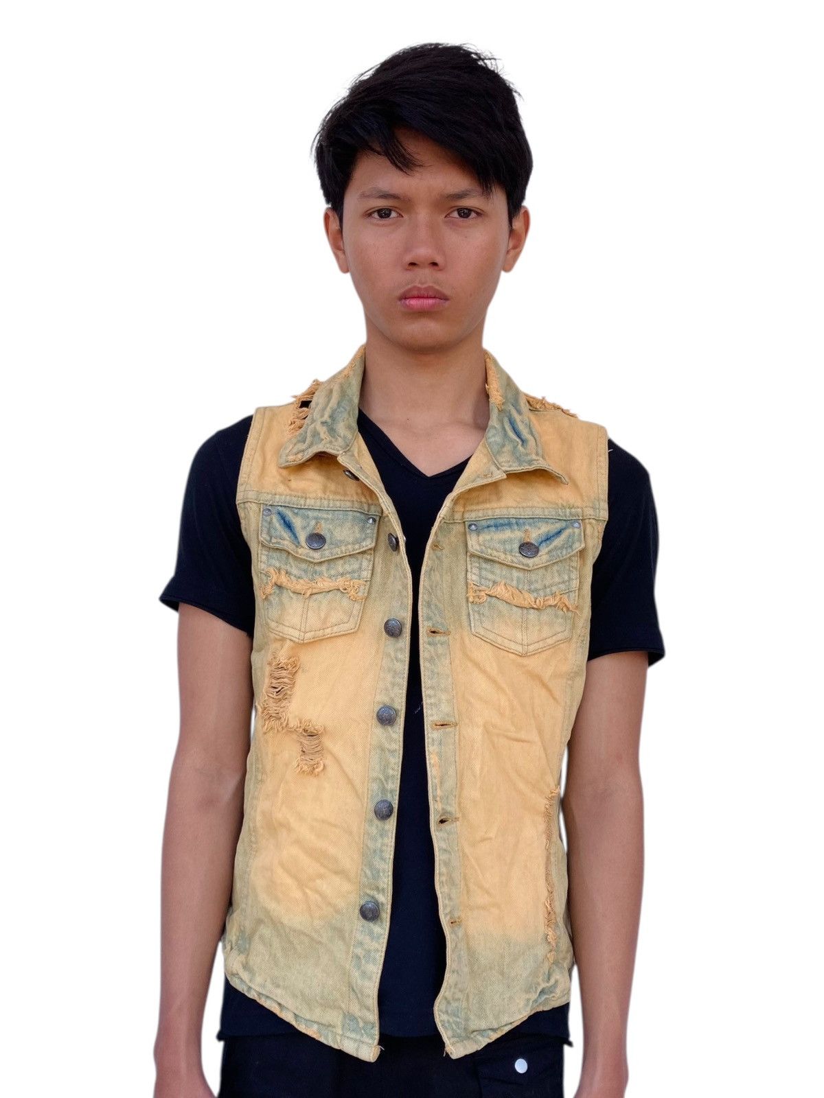 If Six Was Nine 2000s Midas - Mudwash Crash Denim Vest Size US S / EU 44-46 / 1 - 4 Thumbnail