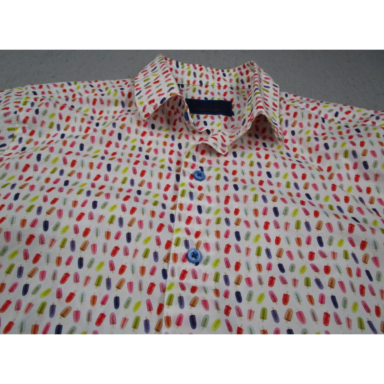 David Donahue David Donahue Shirt Mens Medium White Popsicle Print Short Sleeve Cotton Casual Size US M / EU 48-50 / 2 - 2 Thumbnail