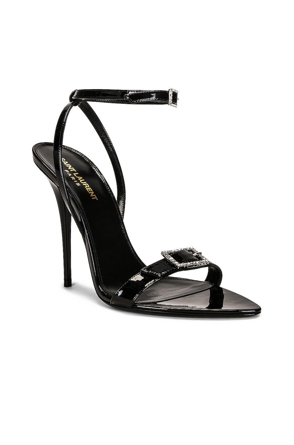 image of Saint Laurent Paris O1S1Wg110324 Claude Sandals In Patent Leather In Nero, Women's (Size 8)