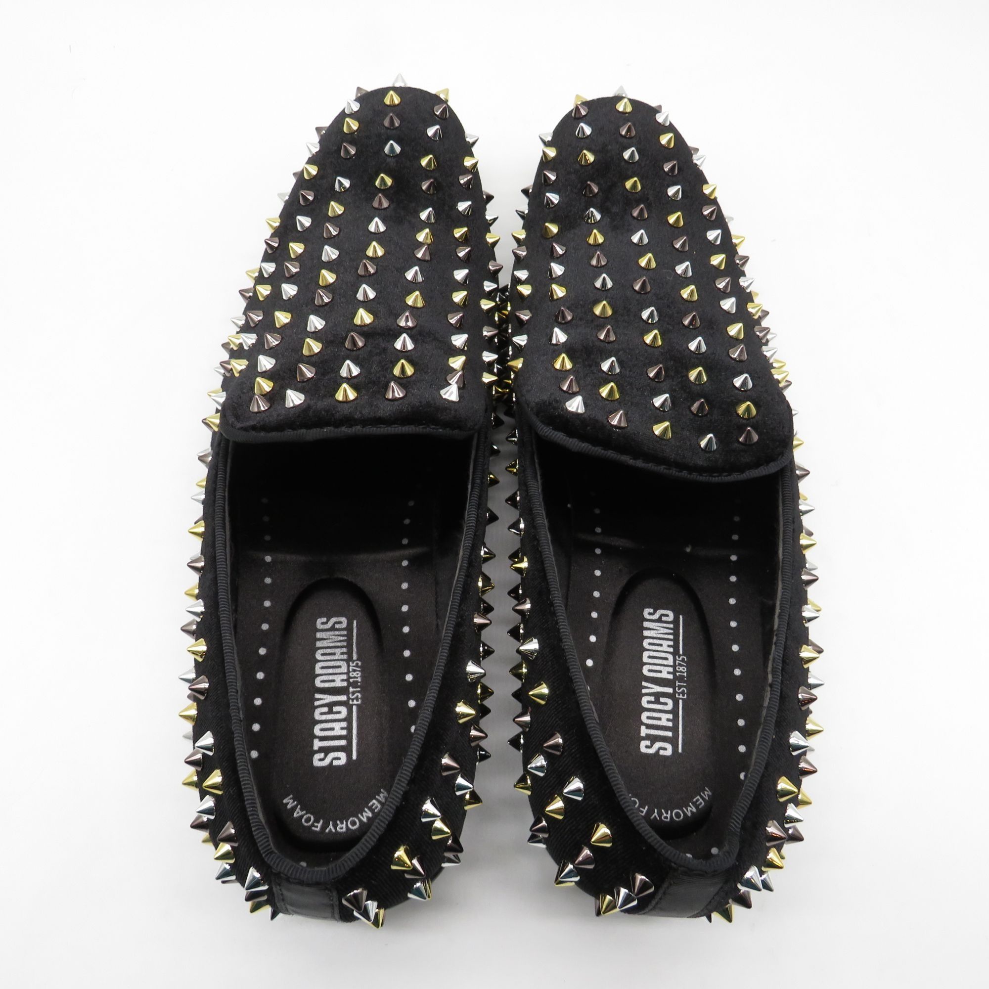Stacy Adams Stacy Adams Black Velvet Slip On Loafers Gold & Silver Spike Size US 8.5 / EU 41-42 - 6 Thumbnail