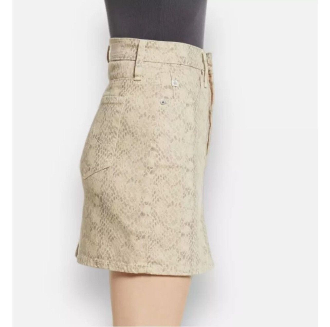 AG Adriano Goldschmied AG ADRIANO GOLDSCHMIED The Vera Snakeskin Print Mini Skirt Size 42" / US 20 - 4 Thumbnail