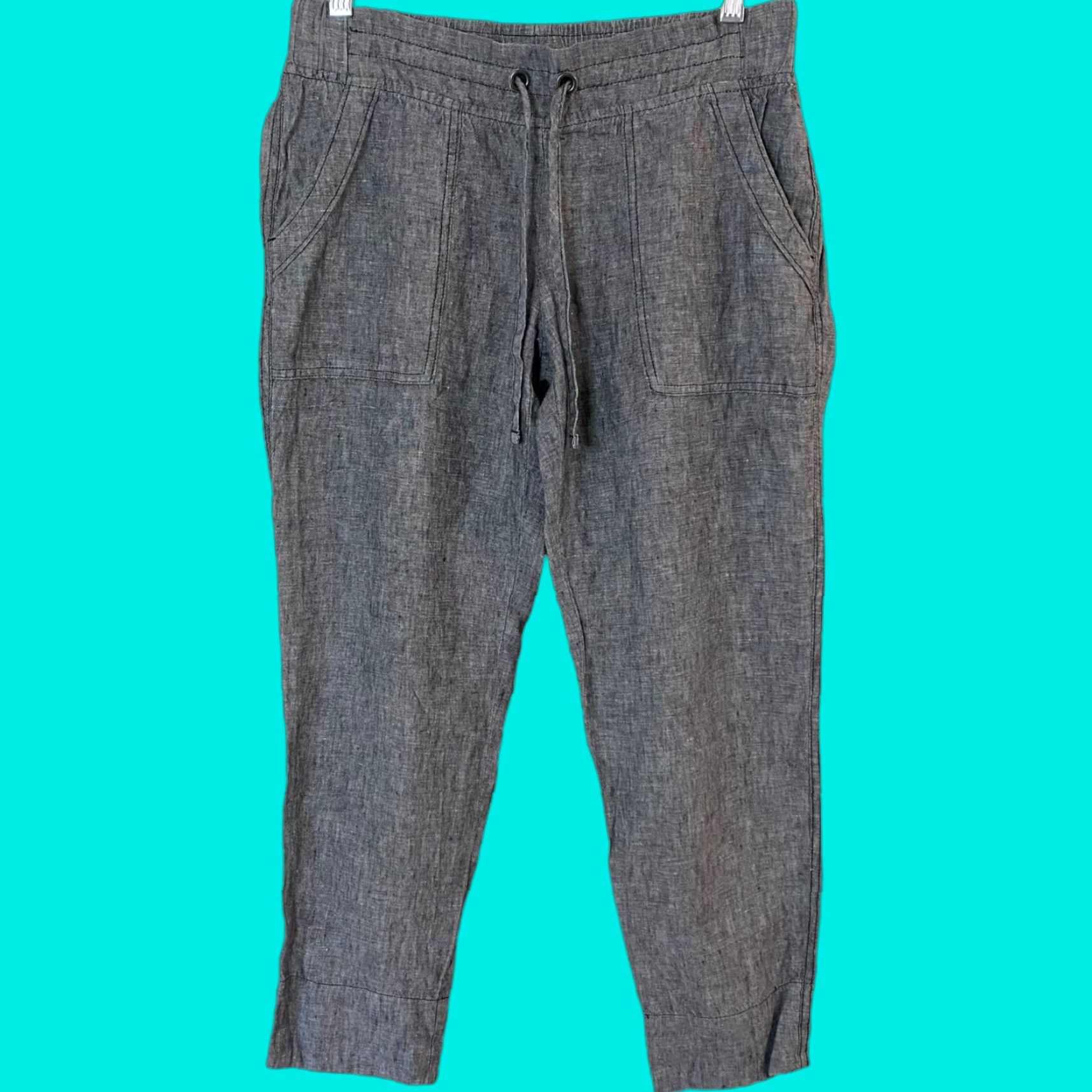 Athleta Athleta Linen Ankle Pant Gray Women's Size 4 Drawstring Cropped Casual Comfort Size 27" / US 4 / IT 40 - 1 Thumbnail