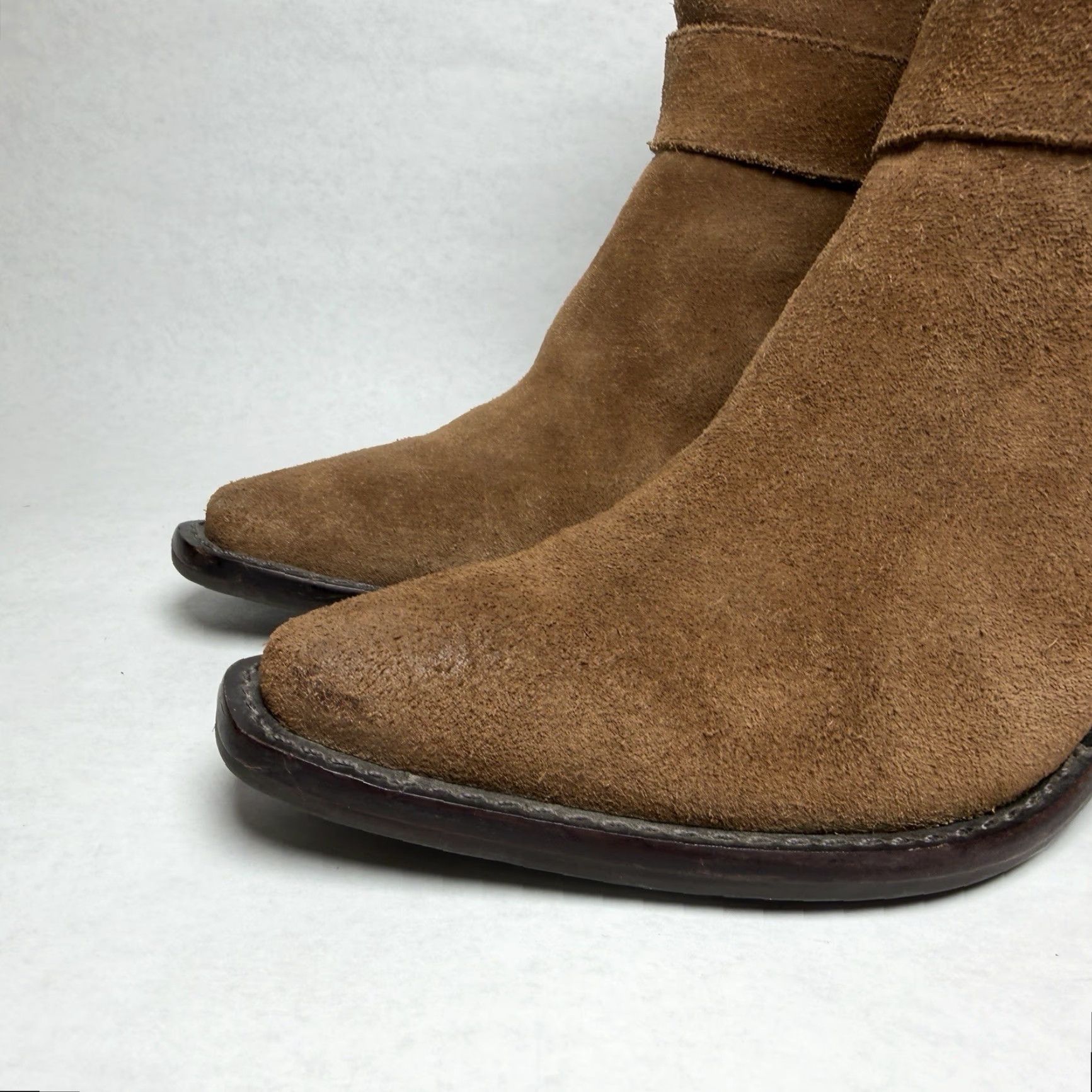 Vintage Antonio Melani Tabbie Oiled Suede Buckle Ankle Boots Women's Size 6M Brown Western/Bohemian Size US 6 / IT 36 - 4 Thumbnail