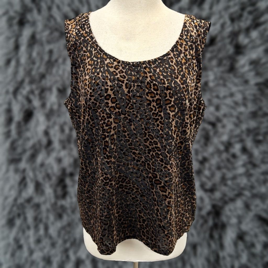 Vintage VINTAGE MSK Velvet Burnout Tank Top Women 2X Plus Animal Print Sleeveless Scoop Neck USA Made Y2K Shirt Size XXL / US 16-18 / IT 52-54 - 1 Thumbnail