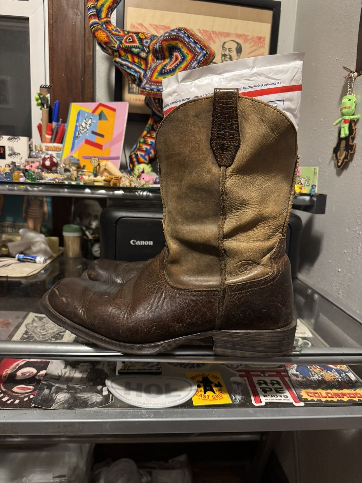 Ariat Ariat Two Tone Brown Soft Leather Cowboy Boots Sz 13 EE Size US 13 / EU 46 - 1 Thumbnail