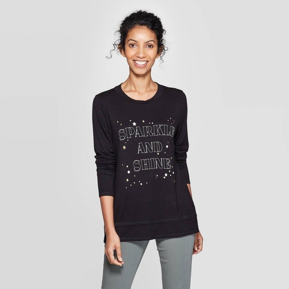 Other Women's Long Sleeve Crewneck Sparkle and Shine T-Shirt - Rea Size S / US 4 / IT 40 - 1 Thumbnail