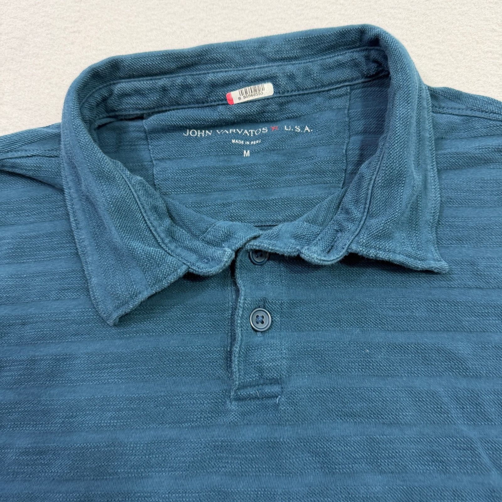 John Varvatos John Varvatos Striped Short Sleeve Polo Shirt Medium Blue Size US M / EU 48-50 / 2 - 3 Thumbnail