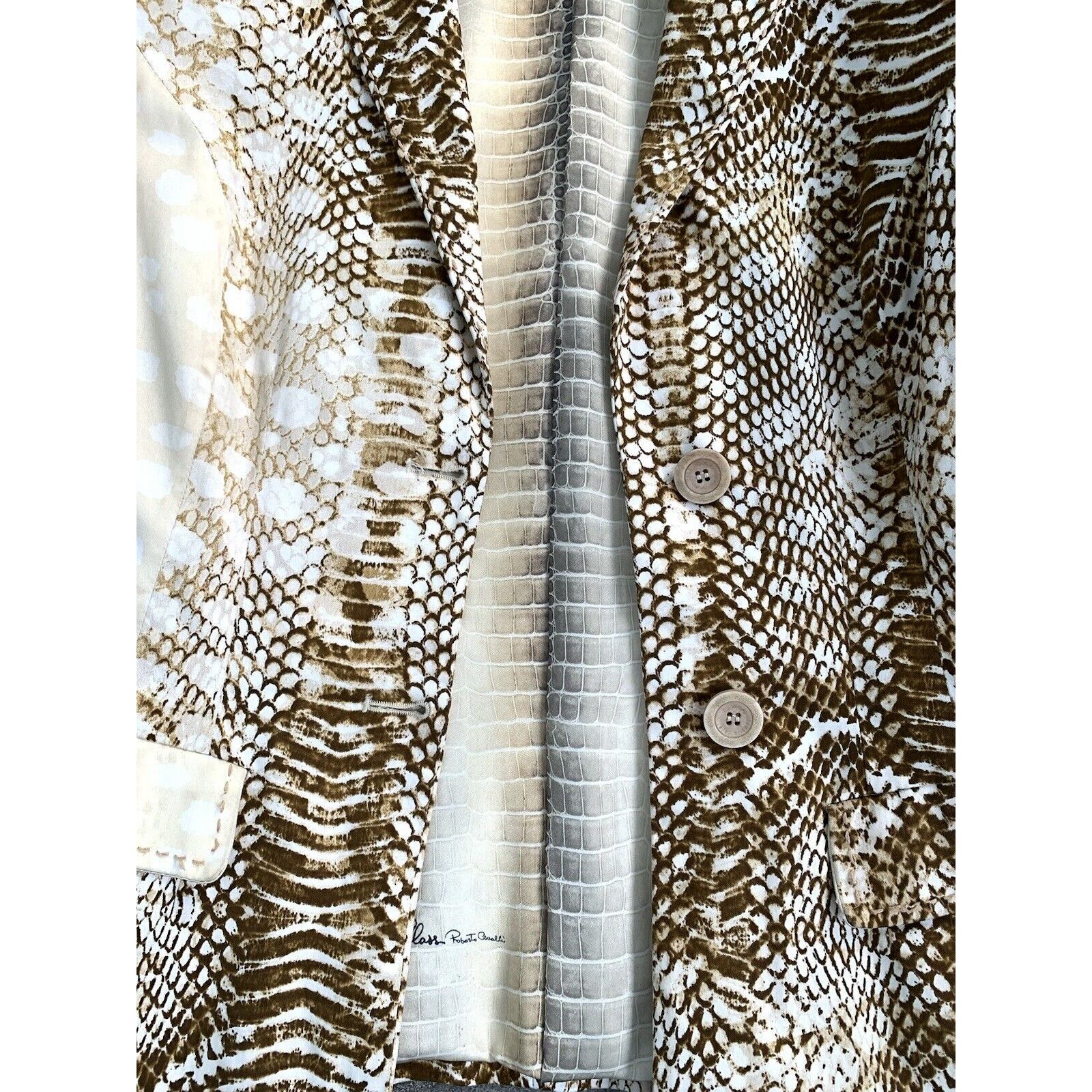 Roberto Cavalli × Vintage Women's ROBERTO CAVALLI Lizard Blazer Jacket SZ S-M EU 36-38 Size M / US 6-8 / IT 42-44 - 16 Thumbnail