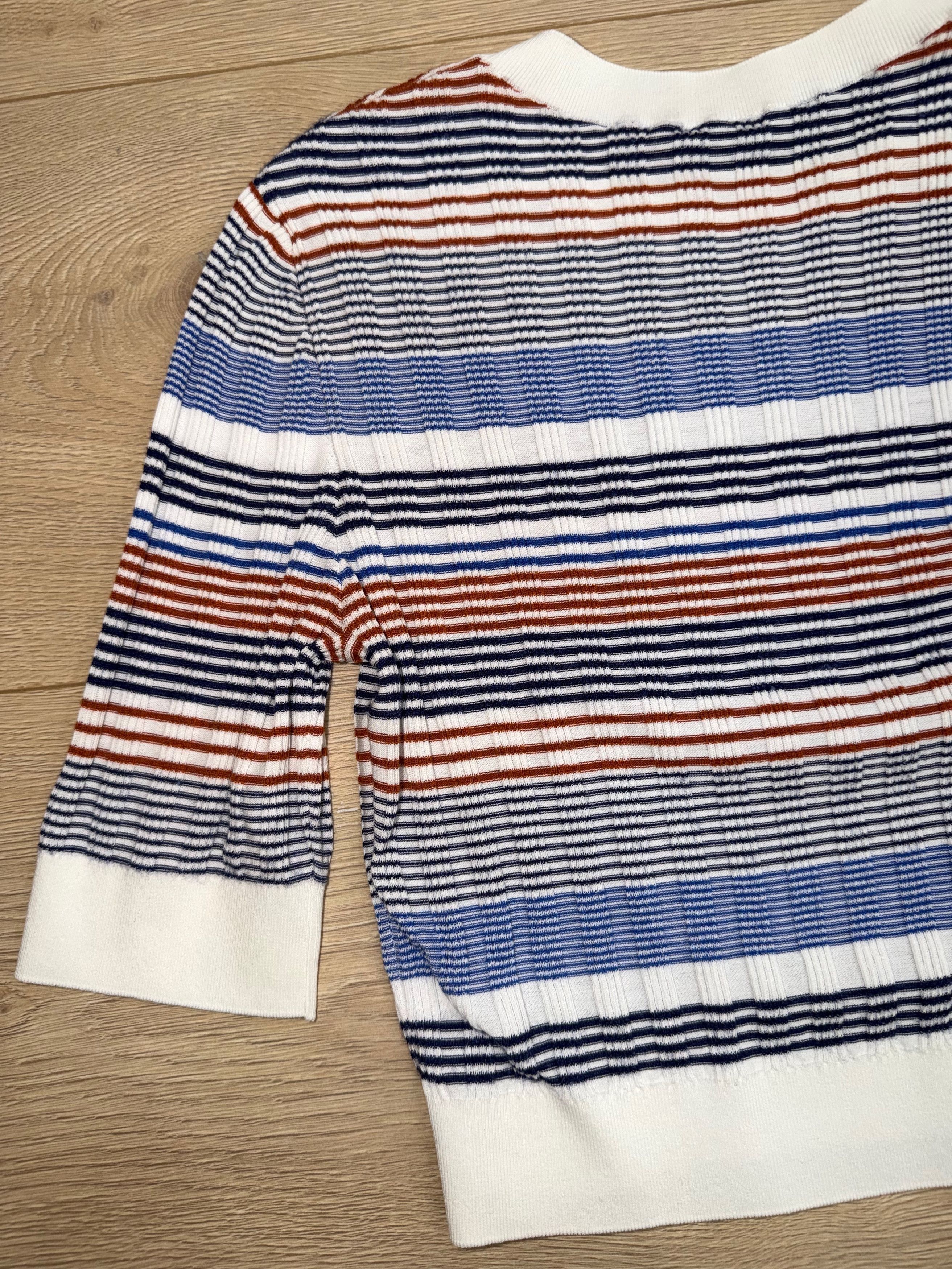 Chanel 21C White Orange Striped CC Logo Top Short Pullover Shirt 38 Size XS / US 0-2 / IT 36-38 - 16 Thumbnail