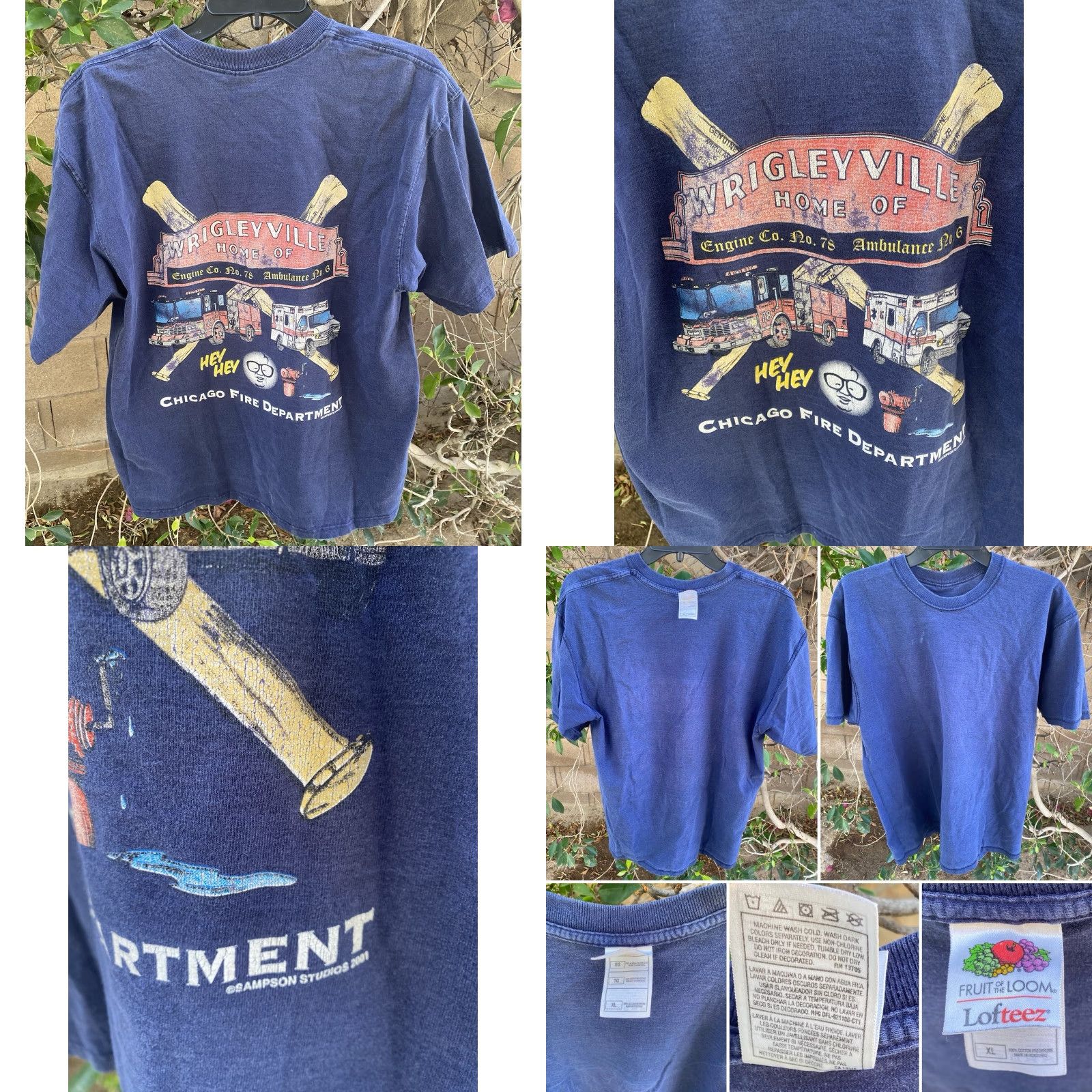 Fruit Of The Loom VINTAGE Chicago Fire Dept Wrigleyville Engine 78 Ambulance 6 T Shirt Worn Sz XL Nike Shirt Mens Blues City Fire 2000s 90s Theme Size US XL / EU 56 / 4 - 8 Thumbnail