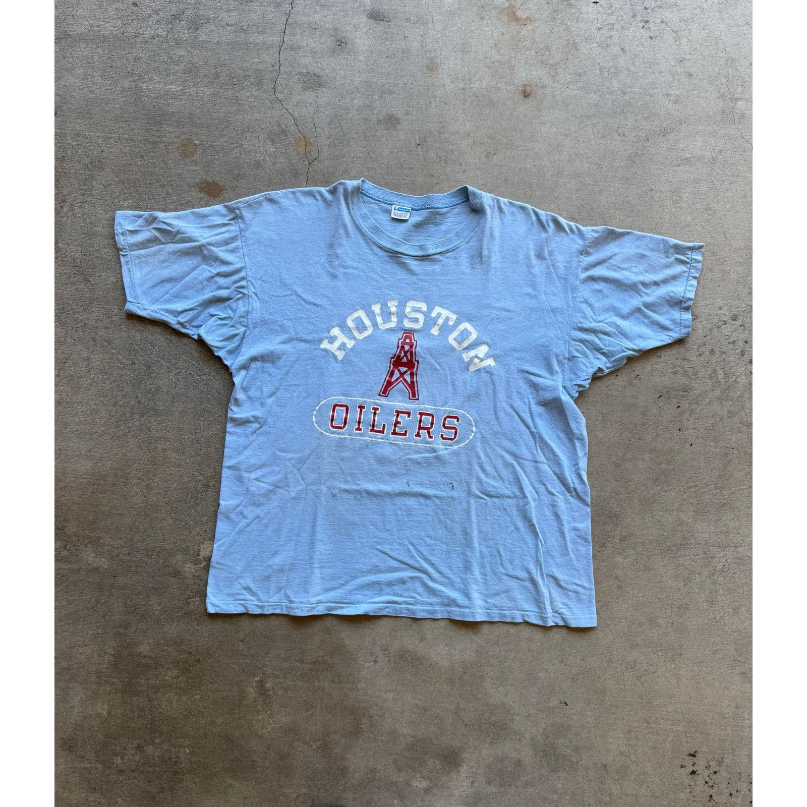 Champion VTG 1970s Champion Houston Oilers Tee Size XL Size US XL / EU 56 / 4 - 1 Thumbnail
