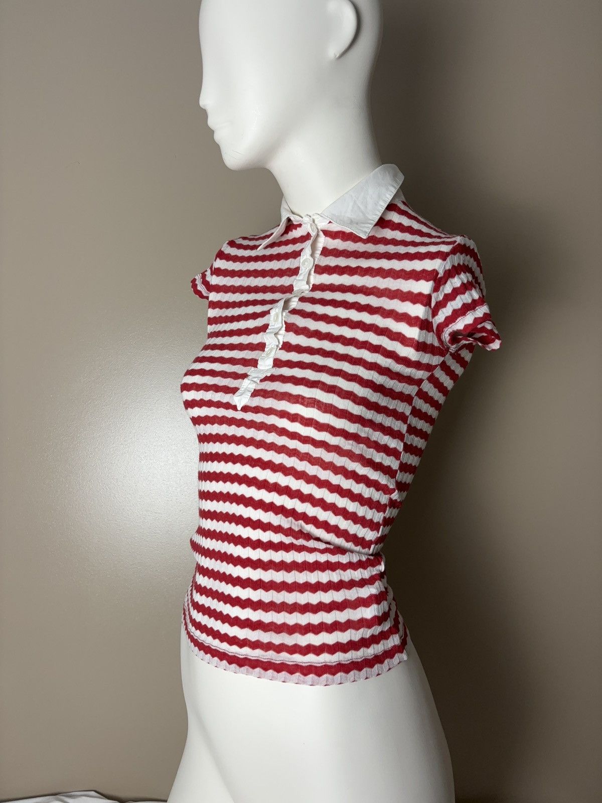 Vintage Vintage coquette style striped tee t-shirt button up blouse Size XS / US 0-2 / IT 36-38 - 4 Thumbnail