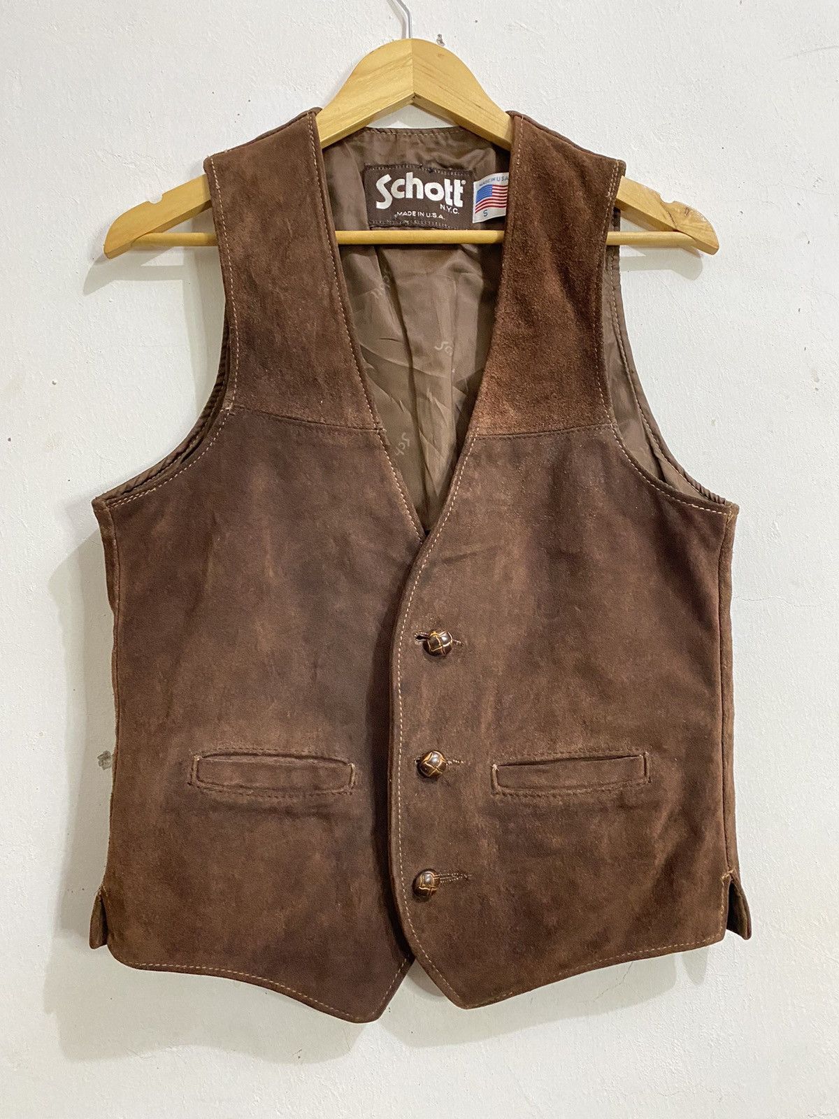 Schott × Vintage 💫Steals💫Vintage Schott Vest Tank Top Leather Rare Size US S / EU 44-46 / 1 - 3 Thumbnail