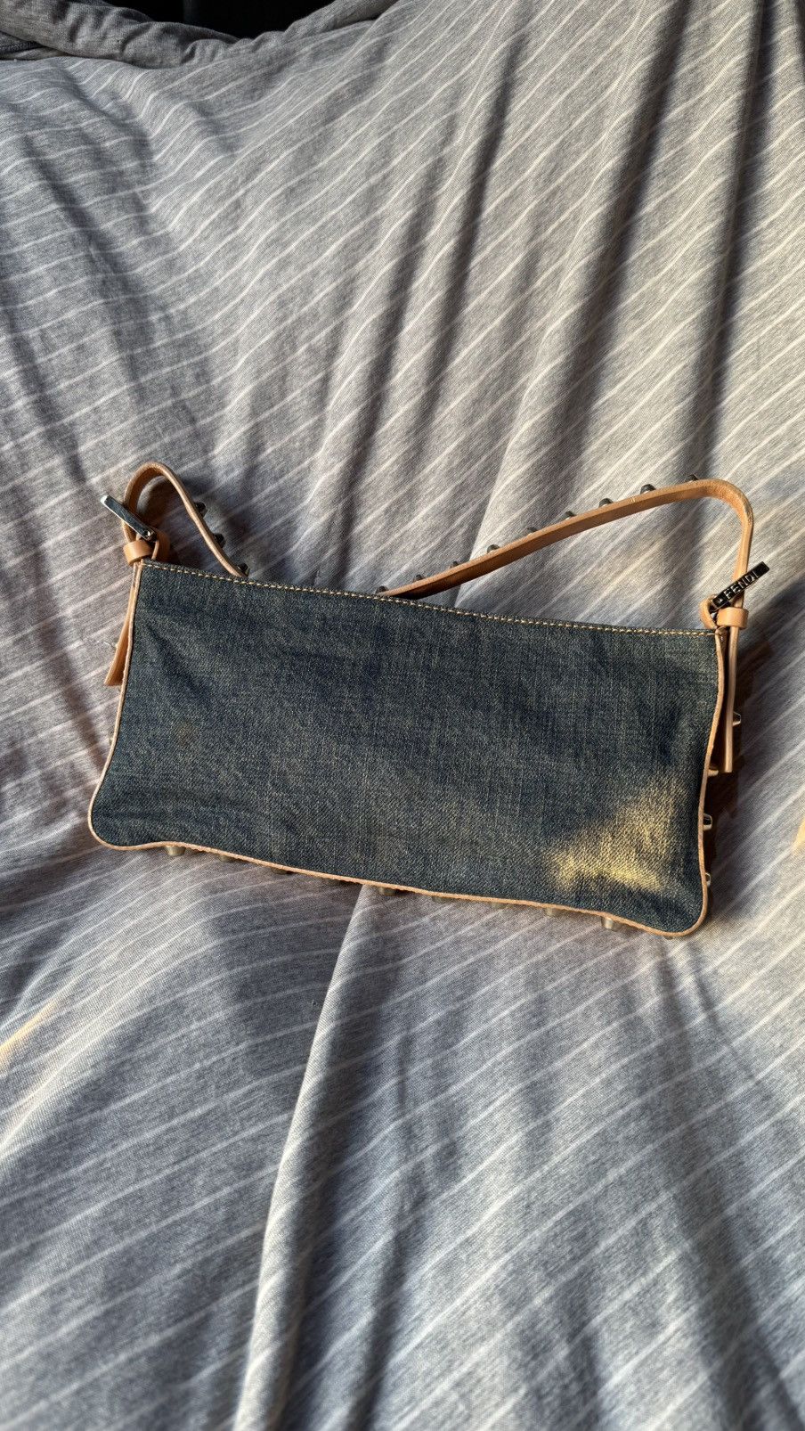 Fendi Fendi Blue/Beige Denim and Leather Baguette Bag Size ONE SIZE - 11 Thumbnail