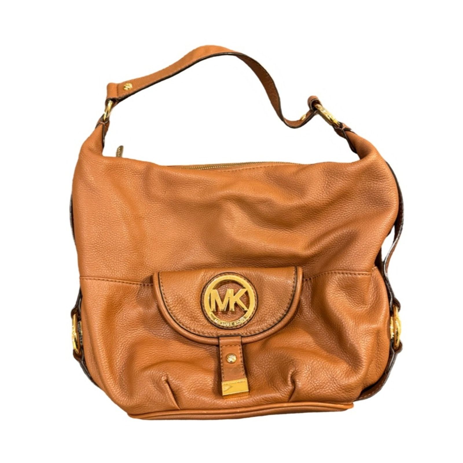 Michael Kors Michael Kors Fulton Large Pebbled Leather Shoulder Bag Brown Size ONE SIZE - 1 Thumbnail
