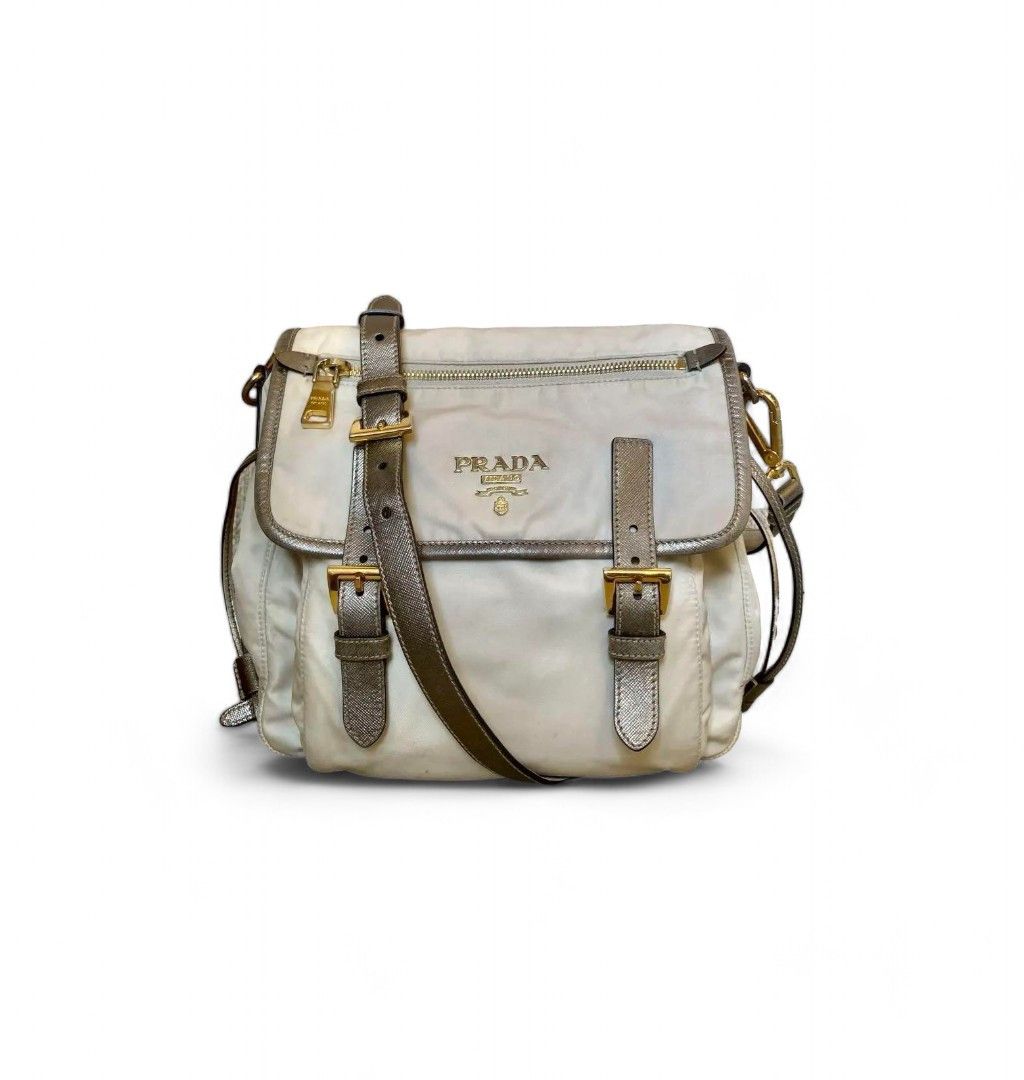Prada Prada - Shoulder Bag Crossbody White Nylon Leather Gold Size ONE SIZE - 1 Thumbnail